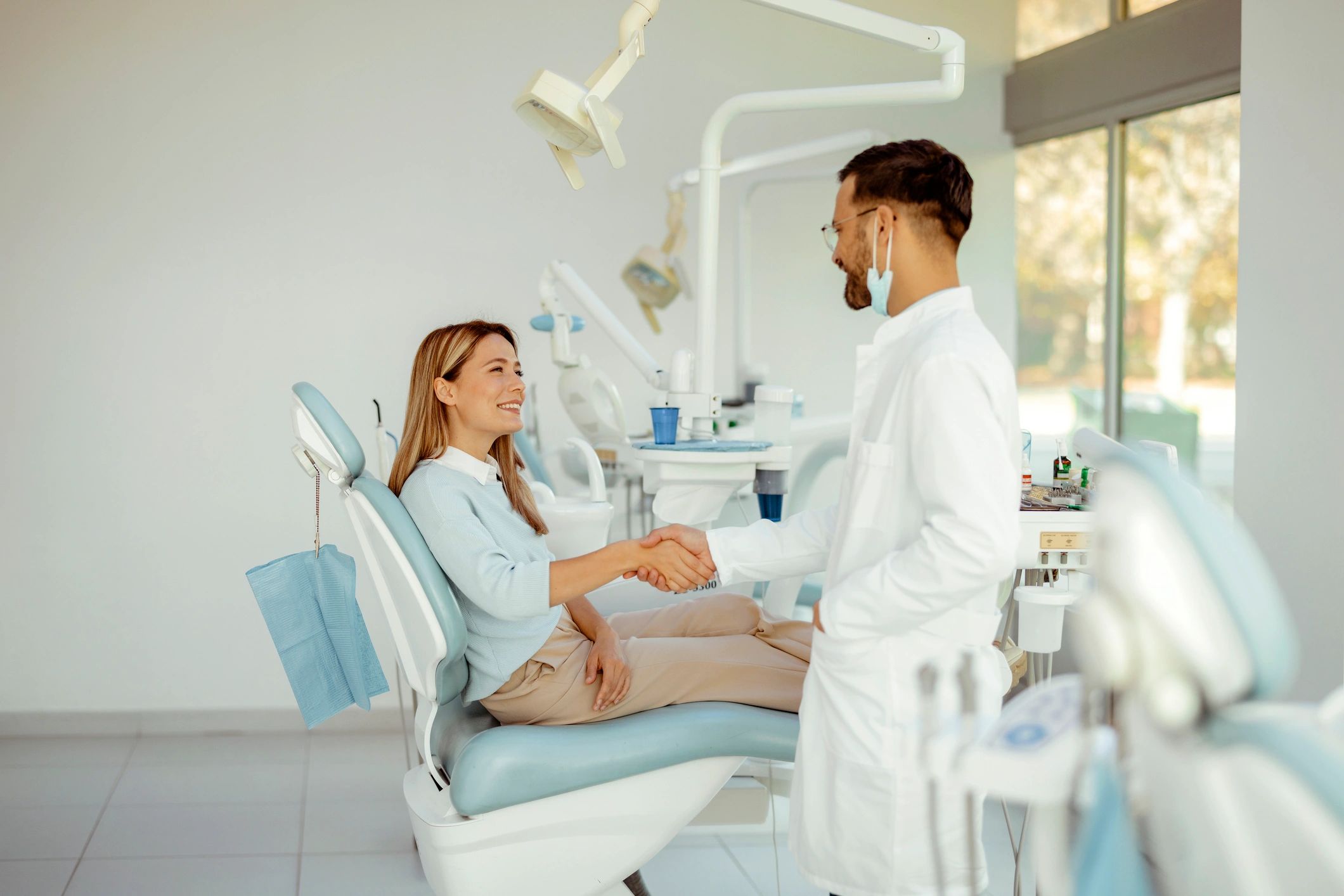 Smiling patient in a dental clinic
